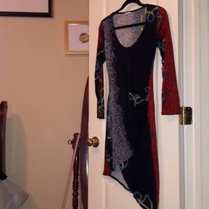 Black Multicolored Semi Backless Dress